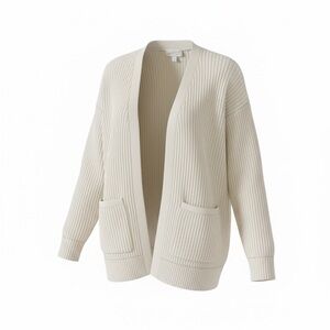 Cozy Open-Front Ribbed Cardigan in Soft Ivory